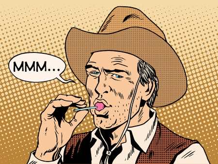 cowboy with lollipop